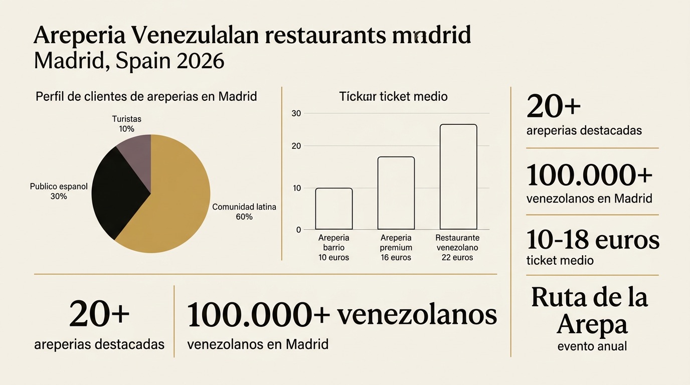 Infografia del mercado de arepería en Madrid 2026