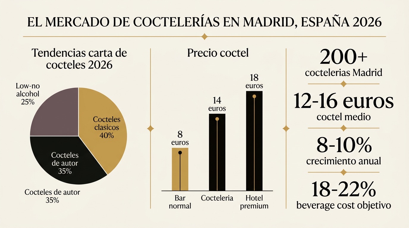 Infografia del mercado de cocktail bar en Madrid 2026