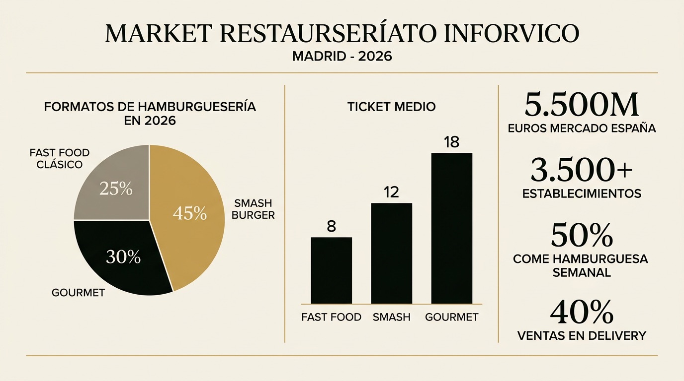 Infografia del mercado de hamburguesería en Madrid 2026