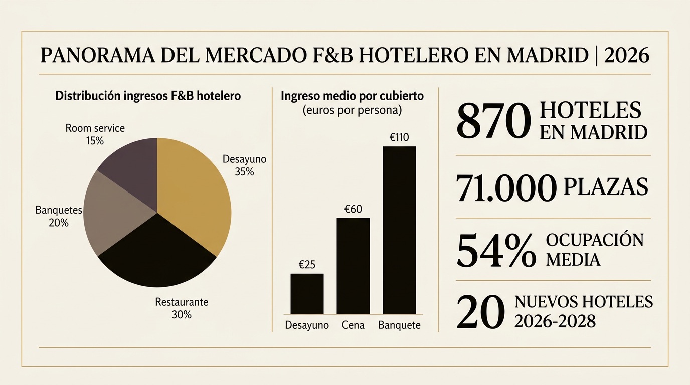 Hotel Restaurant (F&B) market infographic in Madrid 2026